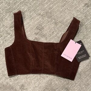 Avec Les Filles Dark Brown Crop Top